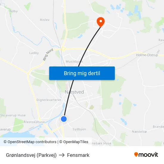 Grønlandsvej (Parkvej) to Fensmark map