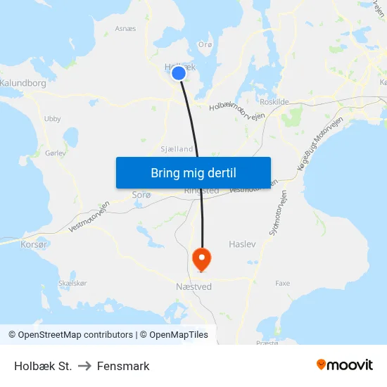 Holbæk St. to Fensmark map