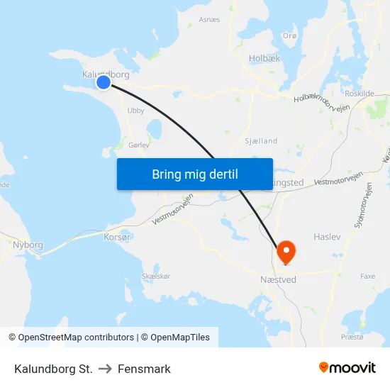 Kalundborg St. to Fensmark map