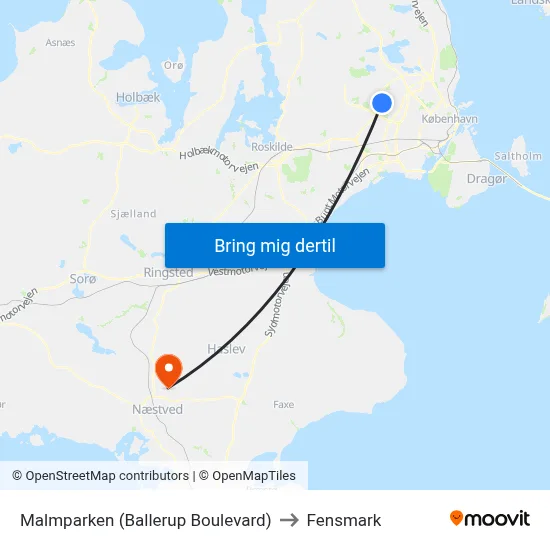 Malmparken (Ballerup Boulevard) to Fensmark map