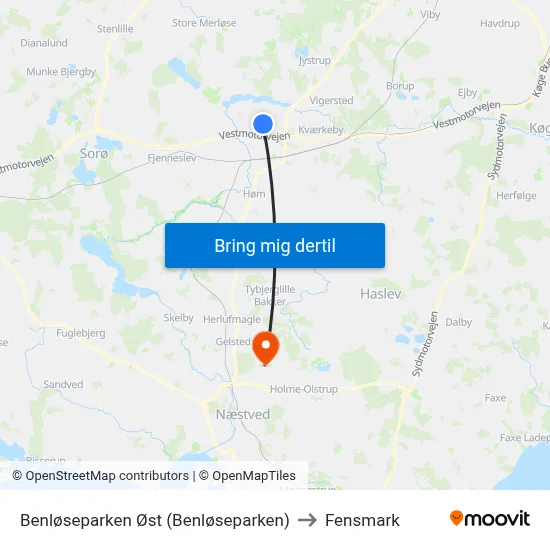 Benløseparken Øst (Benløseparken) to Fensmark map