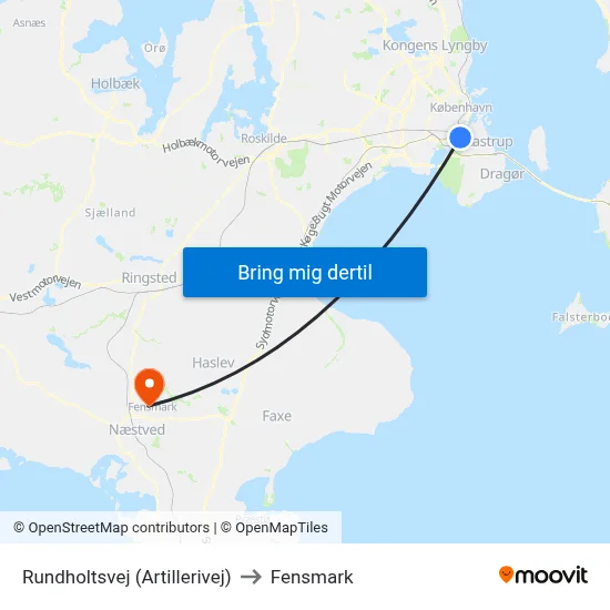 Rundholtsvej (Artillerivej) to Fensmark map