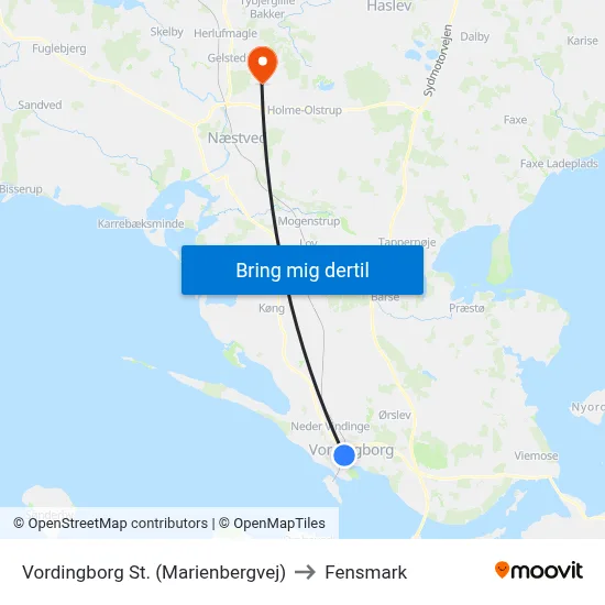 Vordingborg St. (Marienbergvej) to Fensmark map