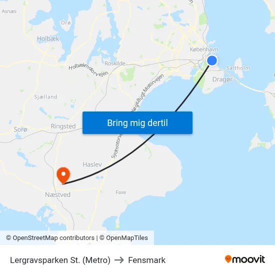 Lergravsparken St. (Metro) to Fensmark map