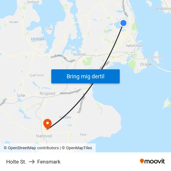 Holte St. to Fensmark map