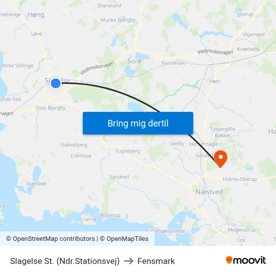 Slagelse St. (Ndr.Stationsvej) to Fensmark map