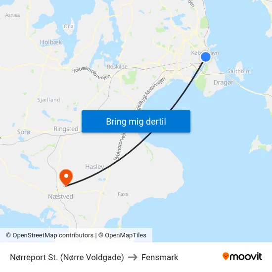 Nørreport St. (Nørre Voldgade) to Fensmark map