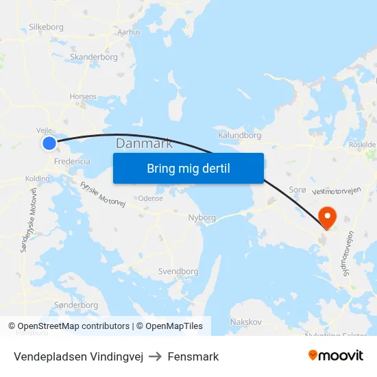 Vendepladsen Vindingvej to Fensmark map