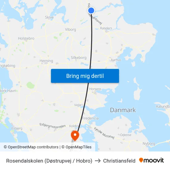 Rosendalskolen (Døstrupvej / Hobro) to Christiansfeld map