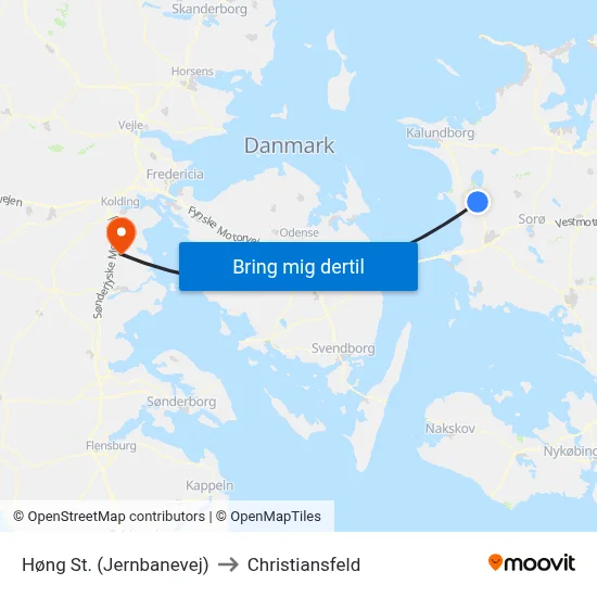 Høng St. (Jernbanevej) to Christiansfeld map