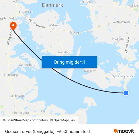 Gedser Torvet (Langgade) to Christiansfeld map