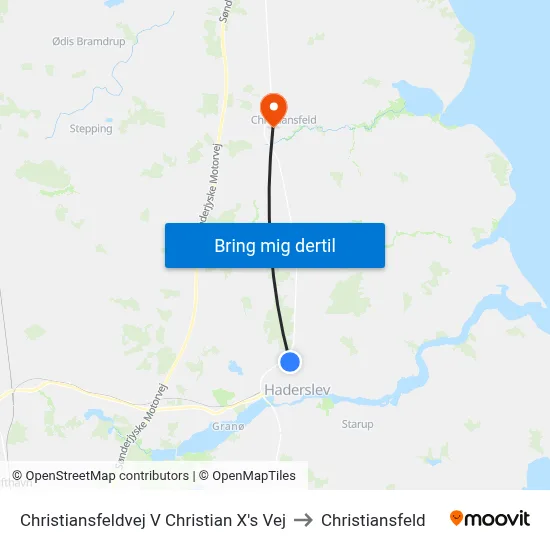 Christiansfeldvej V Christian X's Vej to Christiansfeld map