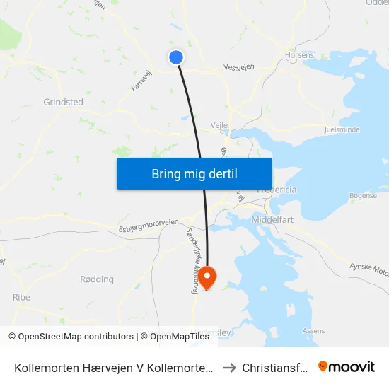 Kollemorten Hærvejen V Kollemortenvej to Christiansfeld map