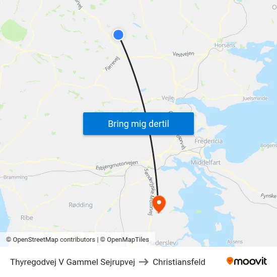 Thyregodvej V Gammel Sejrupvej to Christiansfeld map