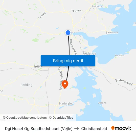 Dgi Huset Og Sundhedshuset (Vejle) to Christiansfeld map