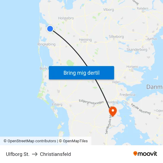 Ulfborg St. to Christiansfeld map