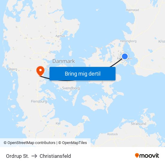 Ordrup St. to Christiansfeld map