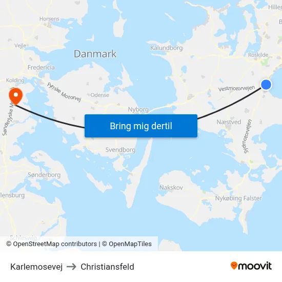 Karlemosevej to Christiansfeld map