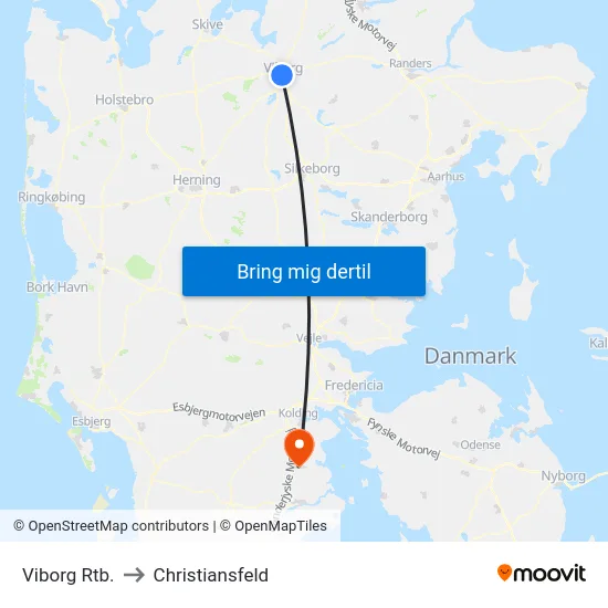 Viborg Rtb. to Christiansfeld map
