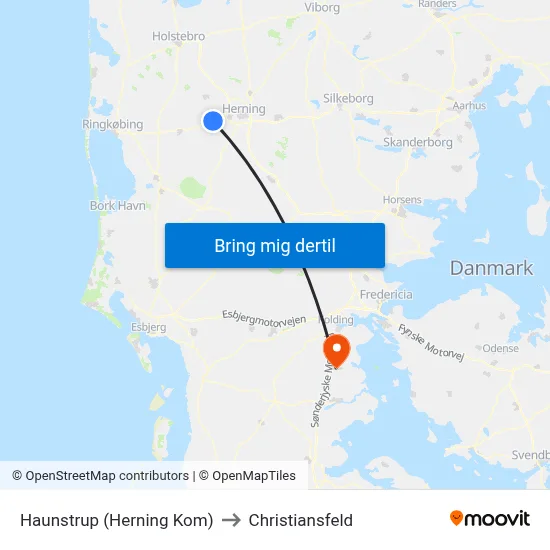 Haunstrup (Herning Kom) to Christiansfeld map