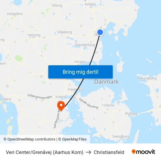 Veri Center/Grenåvej (Aarhus Kom) to Christiansfeld map