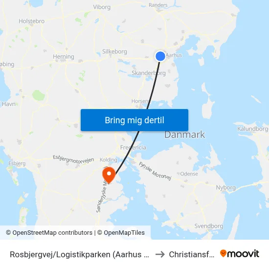 Rosbjergvej/Logistikparken (Aarhus Kom) to Christiansfeld map