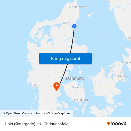 Hals (Østergade) to Christiansfeld map