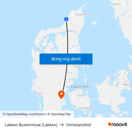 Løkken Busterminal (Løkken) to Christiansfeld map