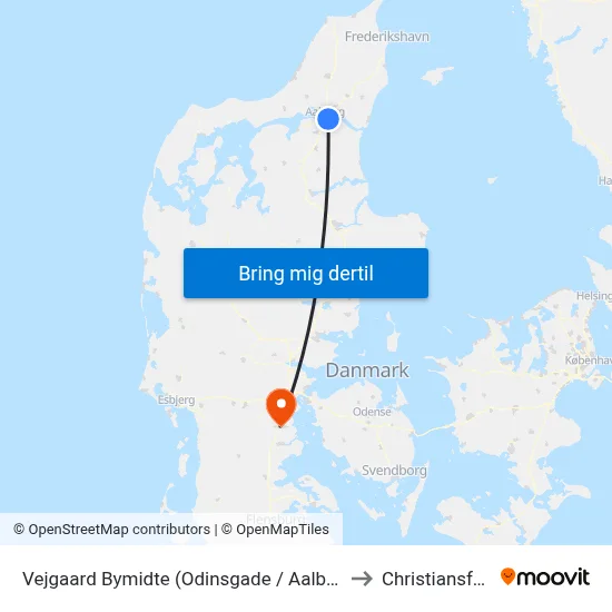 Vejgaard Bymidte (Odinsgade / Aalborg) to Christiansfeld map