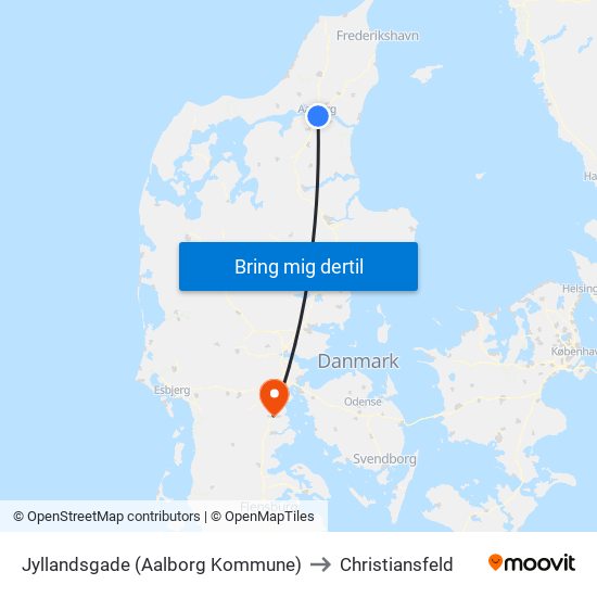 Jyllandsgade (Aalborg Kommune) to Christiansfeld map