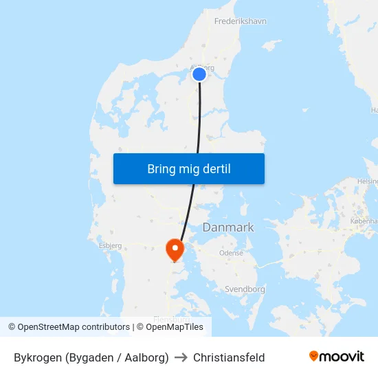 Bykrogen (Bygaden / Aalborg) to Christiansfeld map