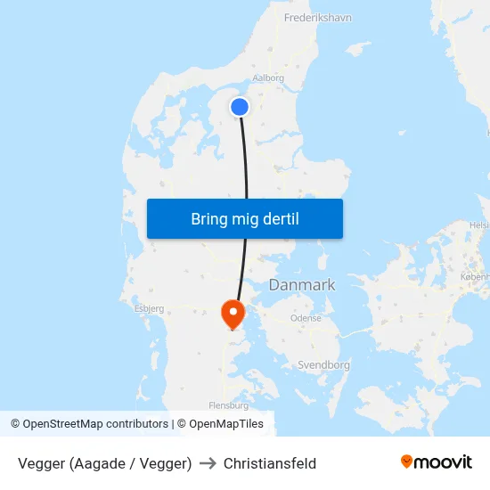 Vegger (Aagade / Vegger) to Christiansfeld map
