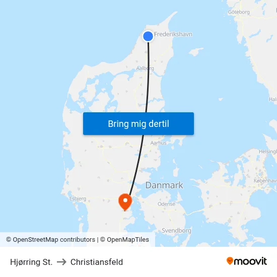Hjørring St. to Christiansfeld map