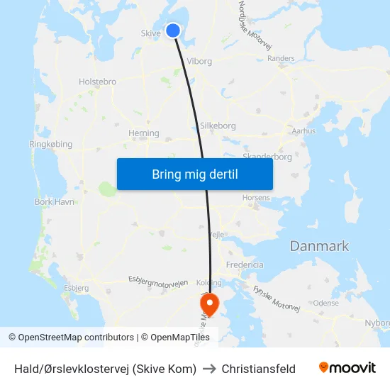 Hald/Ørslevklostervej (Skive Kom) to Christiansfeld map
