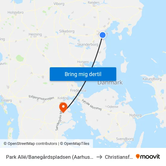 Park Allé/Banegårdspladsen (Aarhus Kom) to Christiansfeld map