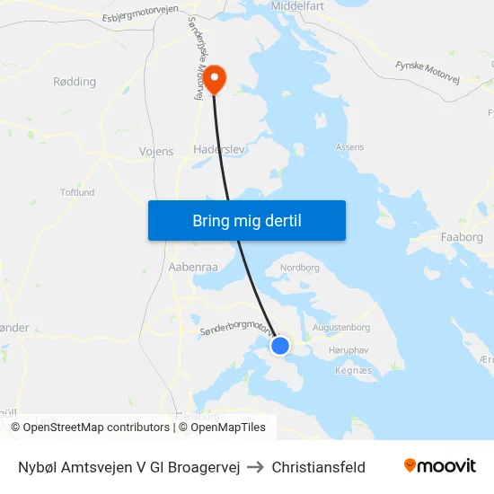 Nybøl Amtsvejen V Gl Broagervej to Christiansfeld map