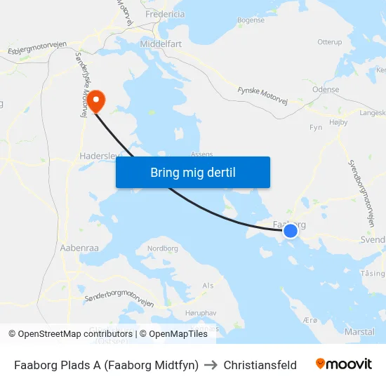 Faaborg Plads A (Faaborg Midtfyn) to Christiansfeld map