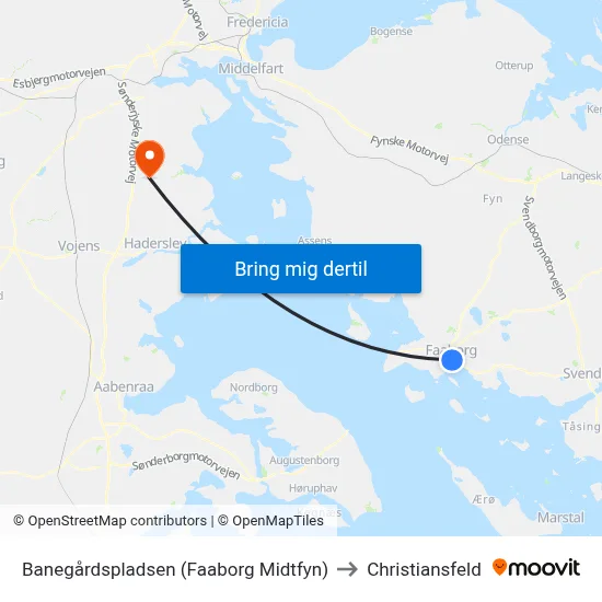 Banegårdspladsen (Faaborg Midtfyn) to Christiansfeld map