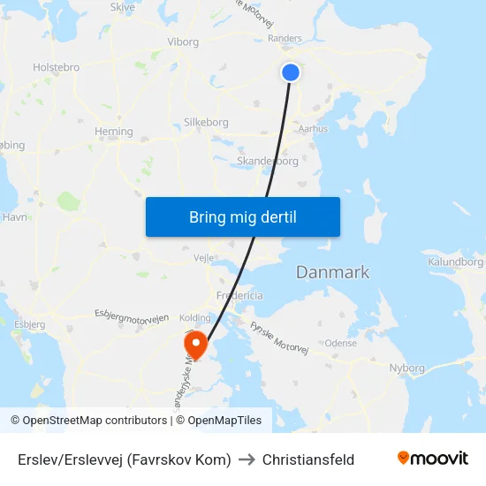 Erslev/Erslevvej (Favrskov Kom) to Christiansfeld map