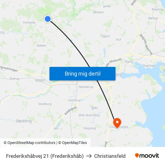 Frederikshåbvej 21 (Frederikshåb) to Christiansfeld map