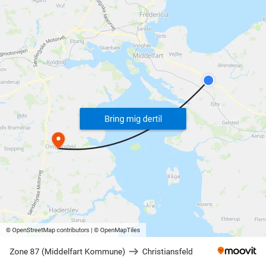 Zone 87 (Middelfart Kommune) to Christiansfeld map