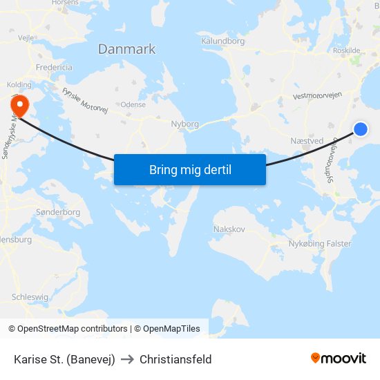 Karise St. (Banevej) to Christiansfeld map