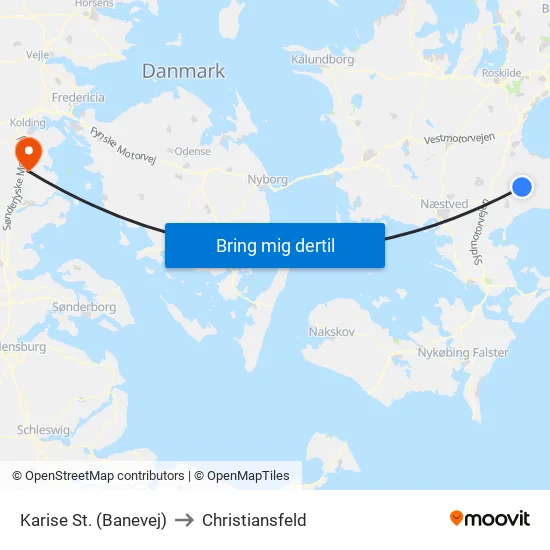 Karise St. (Banevej) to Christiansfeld map