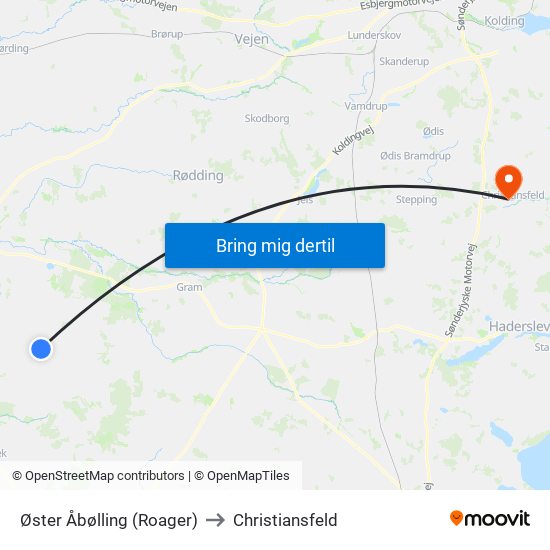 Øster Åbølling (Roager) to Christiansfeld map