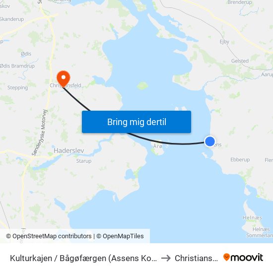 Kulturkajen / Bågøfærgen (Assens Kommune) to Christiansfeld map