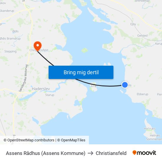 Assens Rådhus (Assens Kommune) to Christiansfeld map