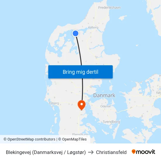Blekingevej (Danmarksvej / Løgstør) to Christiansfeld map