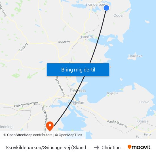 Skovkildeparken/Svinsagervej (Skanderborg Kom) to Christiansfeld map