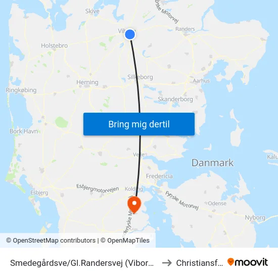 Smedegårdsve/Gl.Randersvej (Viborg Kom) to Christiansfeld map