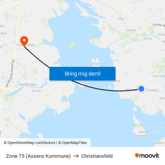 Zone 75 (Assens Kommune) to Christiansfeld map